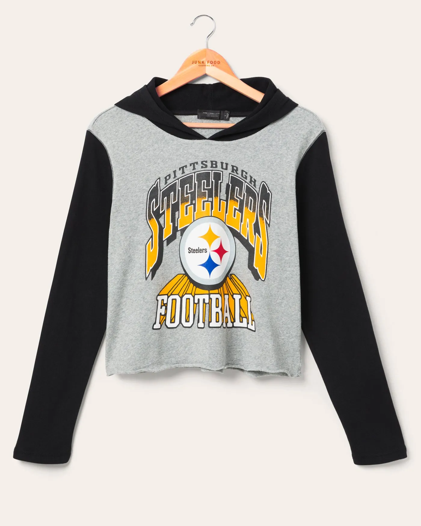 Women's Pittsburgh Steelers Block Crop Hoodie sold by Junk Food Clothing