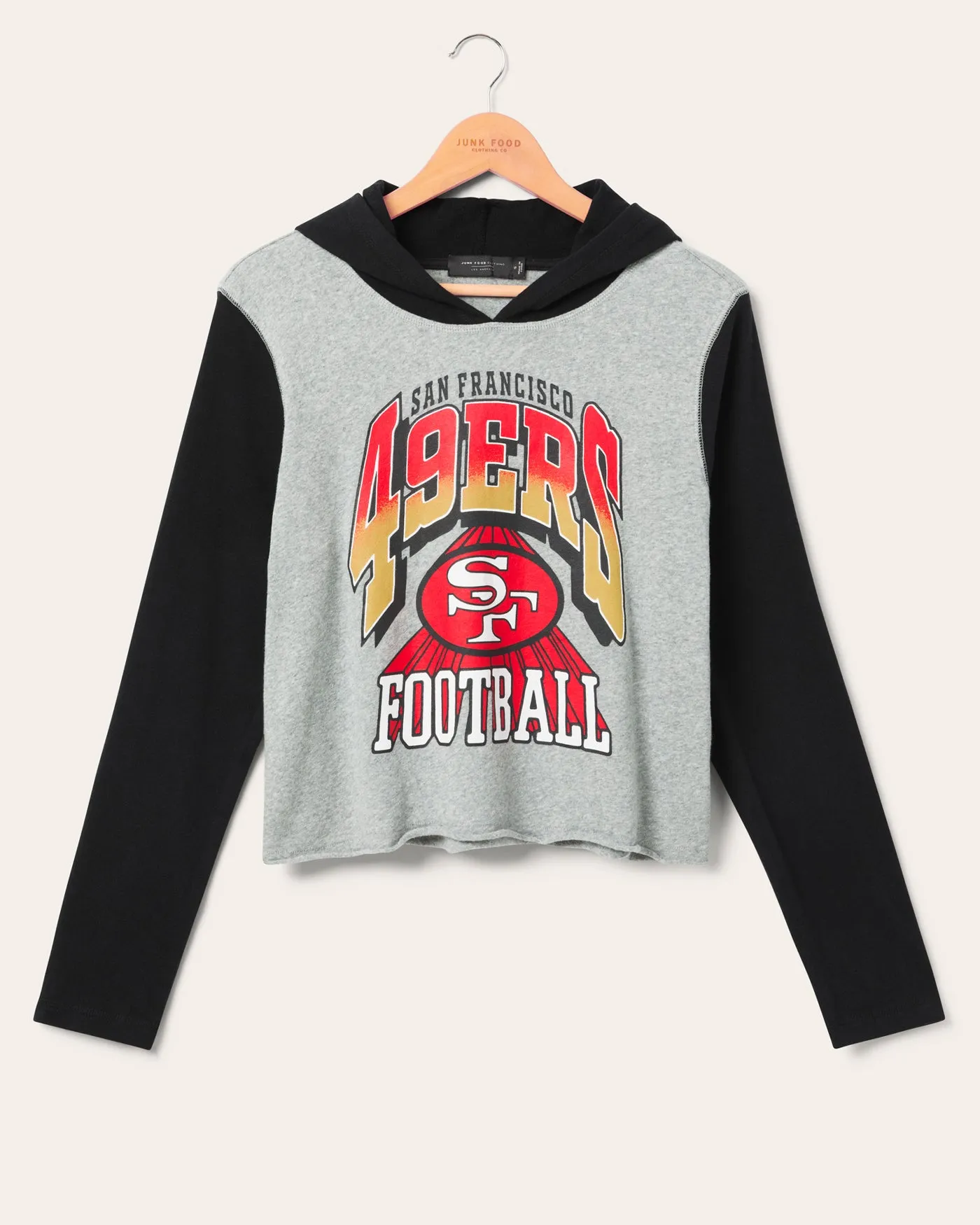 Women's San Francisco 49ers Block Crop Hoodie sold by Junk Food Clothing