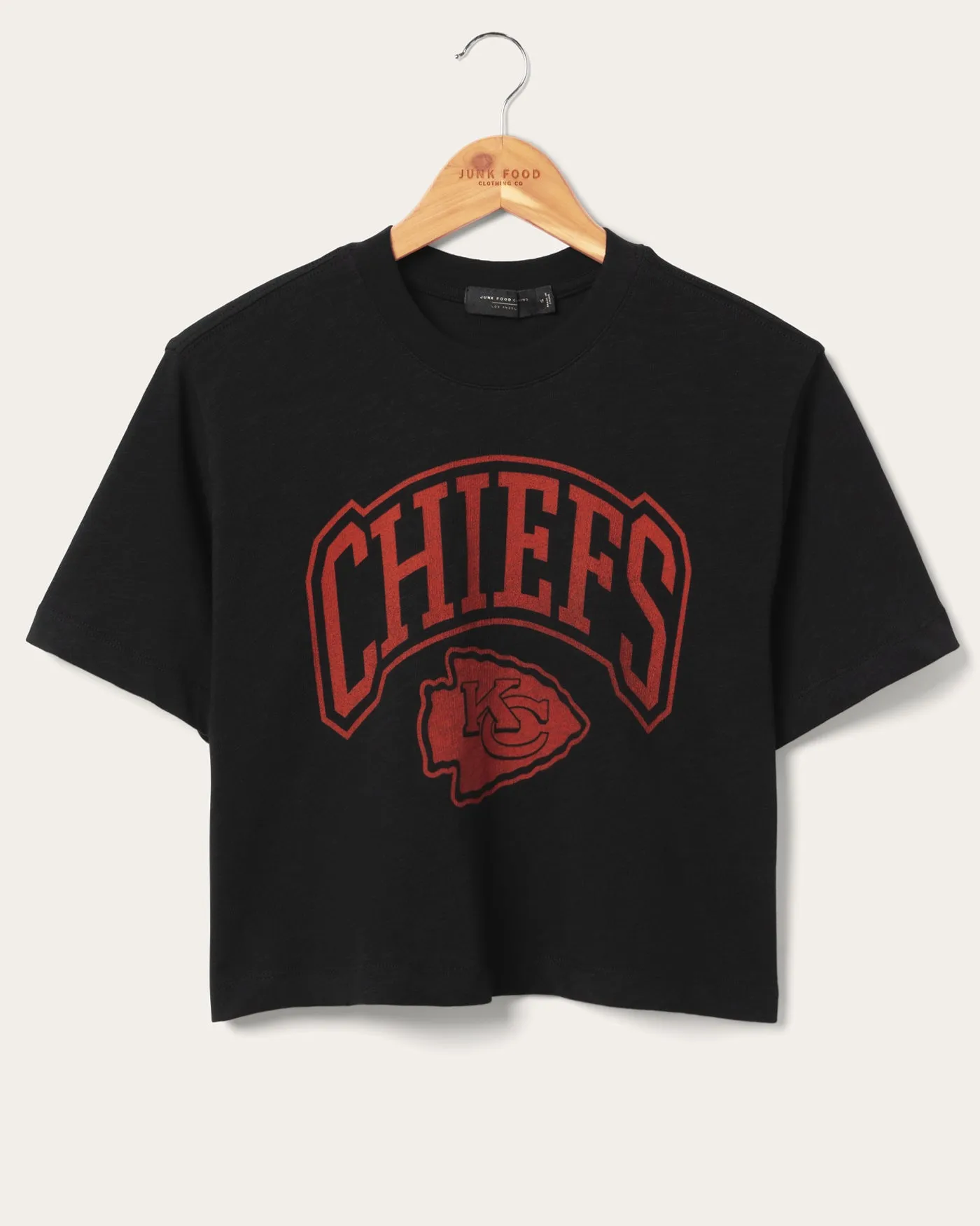 Women's Kansas City Chiefs Blitz Mock Neck Crop Tee sold by Junk Food Clothing