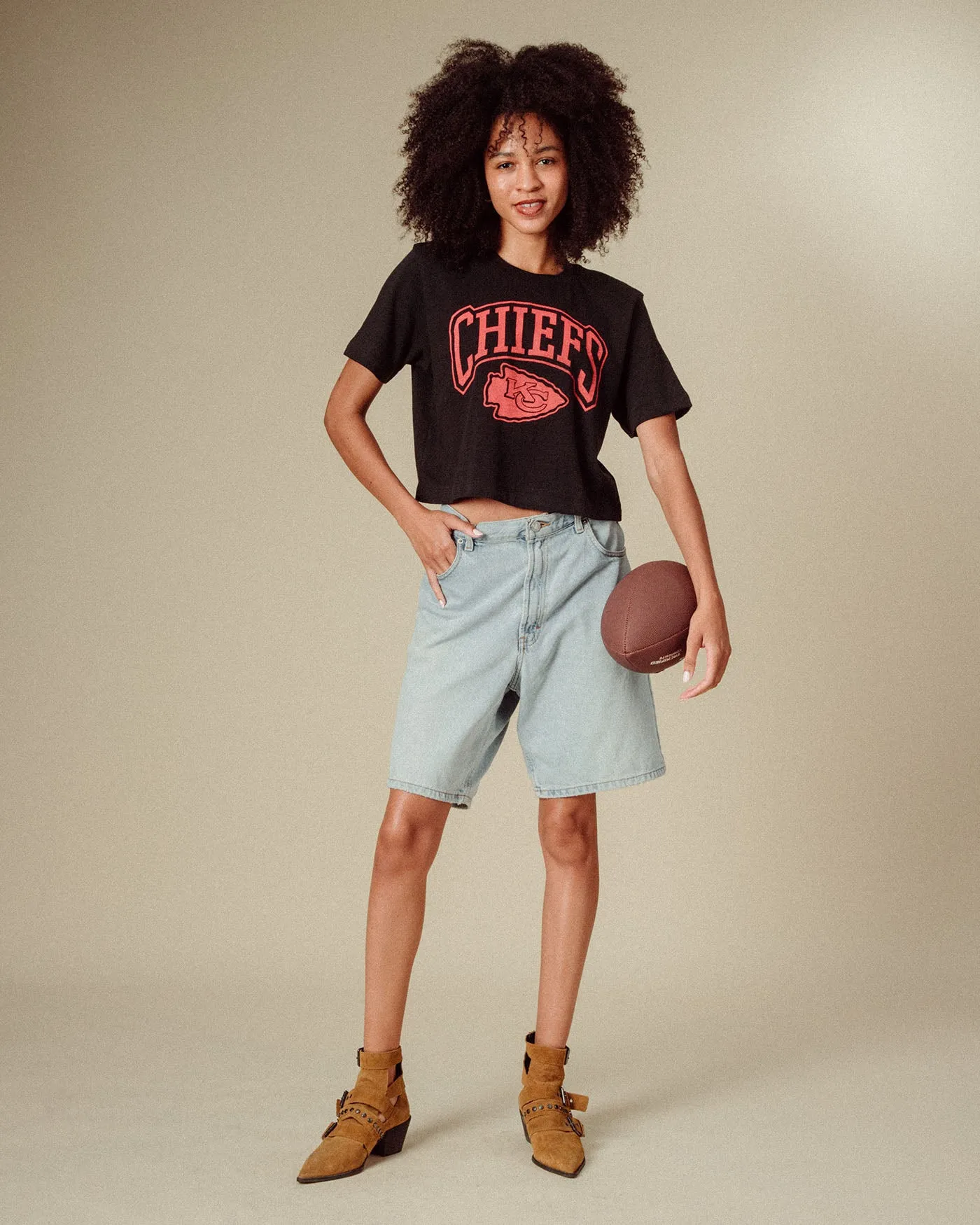 Women's Kansas City Chiefs Blitz Mock Neck Crop Tee sold by Junk Food Clothing product image thumbnail 2