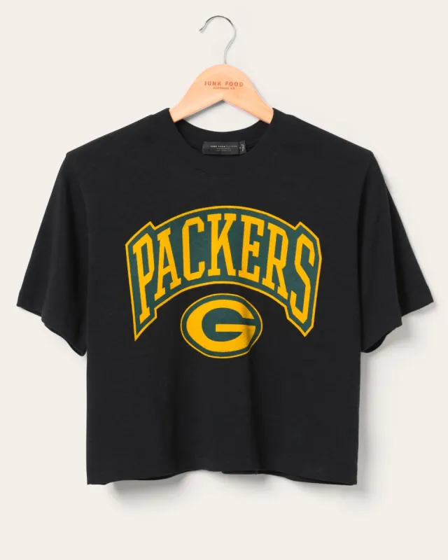 Women's Green Bay Packers Blitz Mock Neck Crop Tee sold by Junk Food Clothing