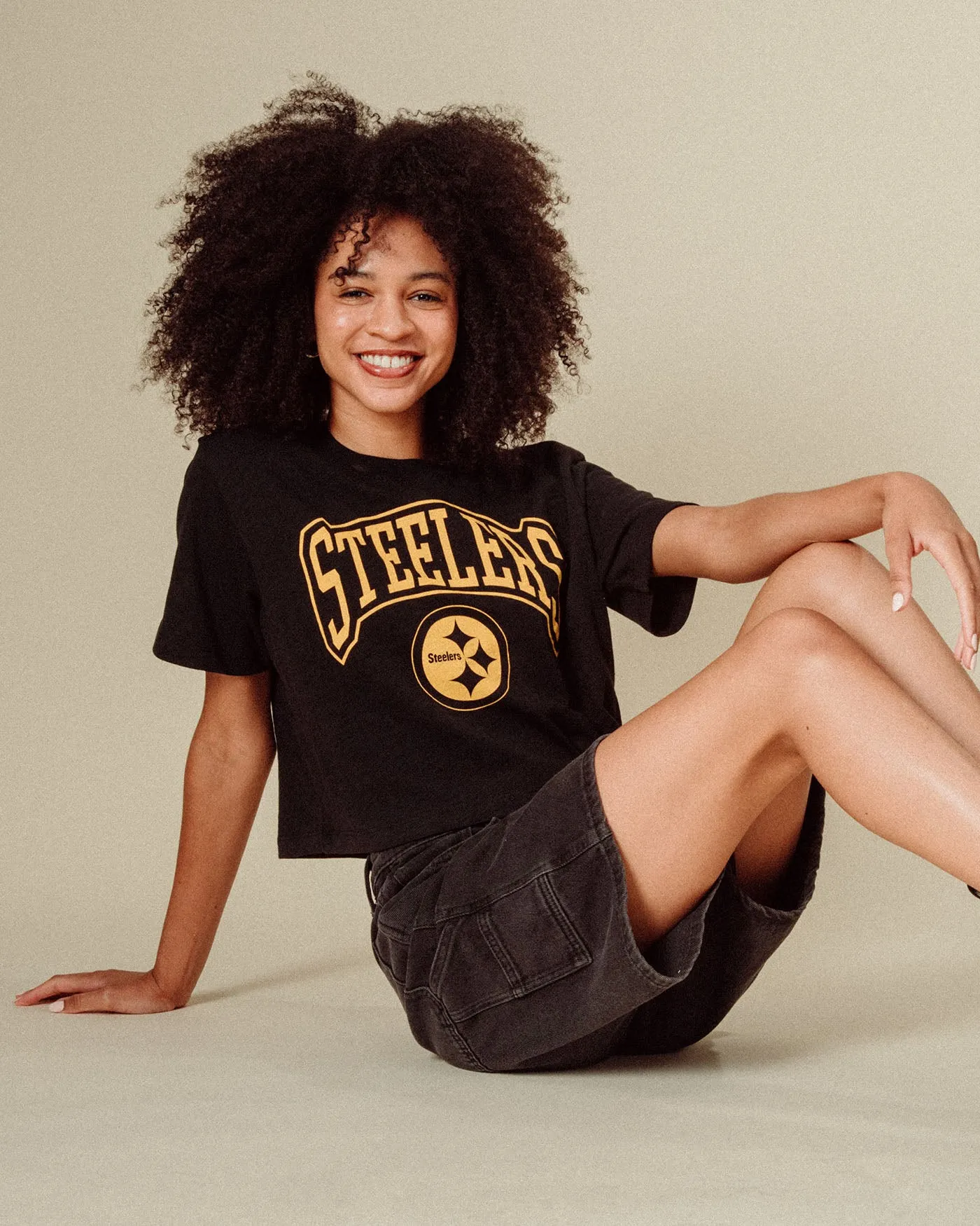 Women's Pittsburgh Steelers Blitz Mock Neck Crop Tee sold by Junk Food Clothing product image thumbnail 3