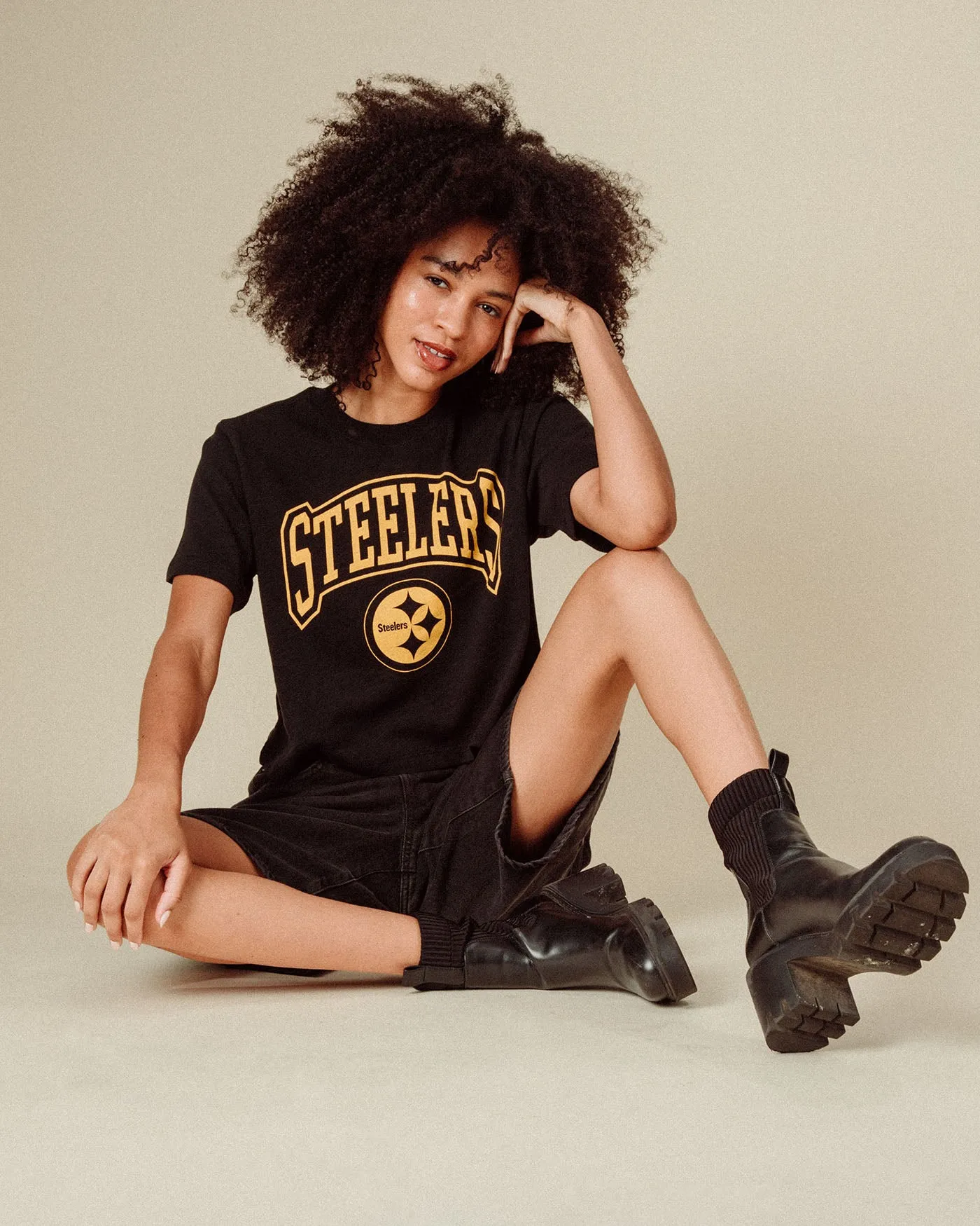 Women's Pittsburgh Steelers Blitz Mock Neck Crop Tee sold by Junk Food Clothing product image thumbnail 2