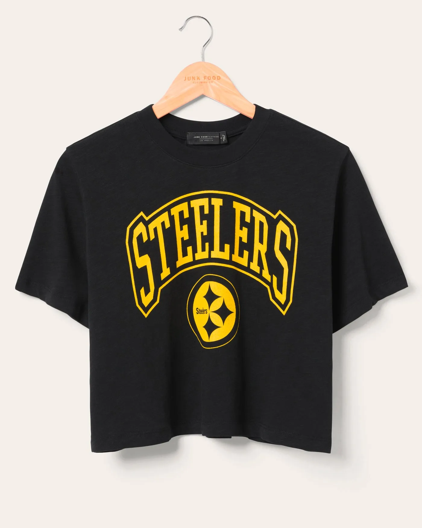 Women's Pittsburgh Steelers Blitz Mock Neck Crop Tee sold by Junk Food Clothing