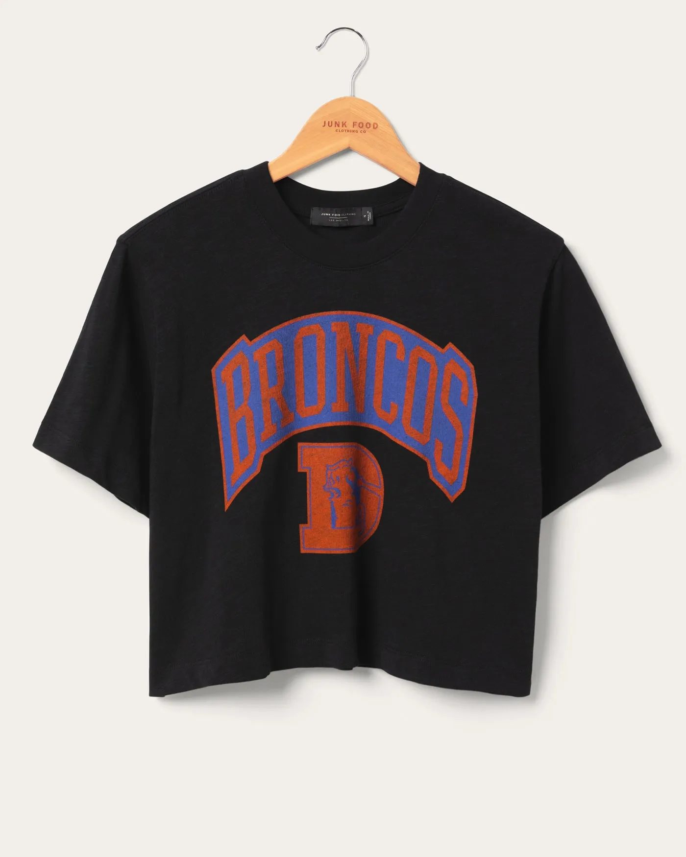 Women's Denver Broncos Blitz Mock Neck Crop Tee sold by Junk Food Clothing