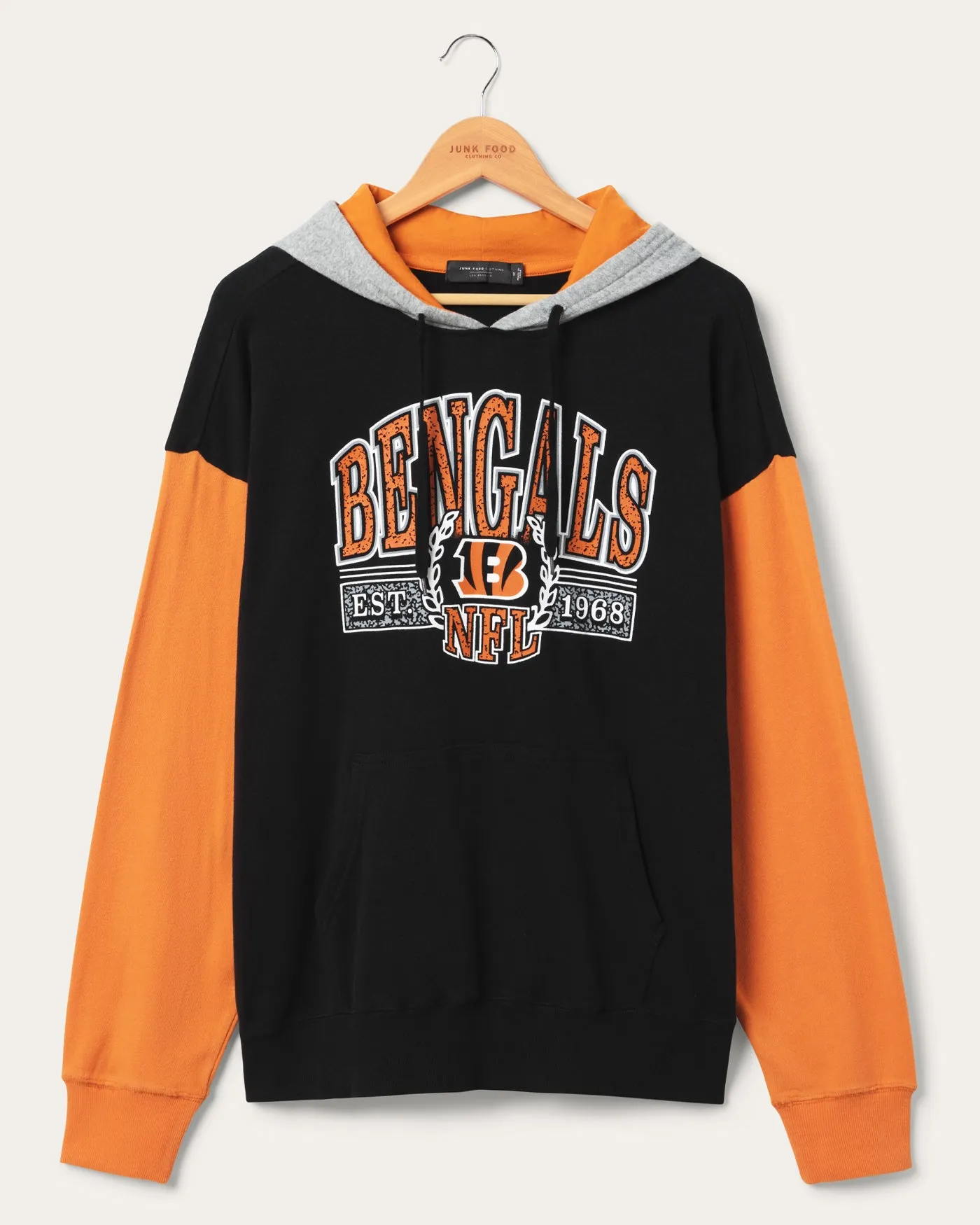 Cincinnati Bengals Tri Color Block Hoodie sold by Junk Food Clothing