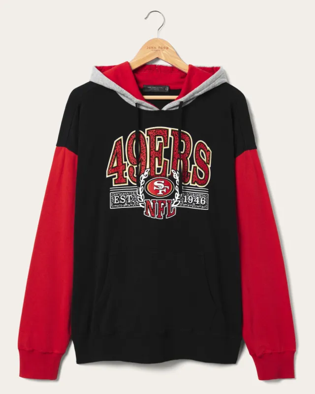 San Francisco 49ers Tri Color Block Hoodie sold by Junk Food Clothing
