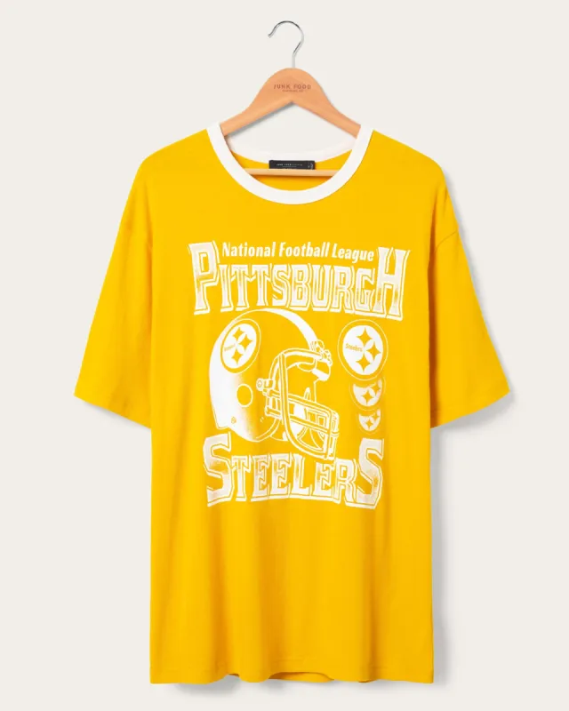 Pittsburgh Steelers Oversized Ringer Tee sold by Junk Food Clothing