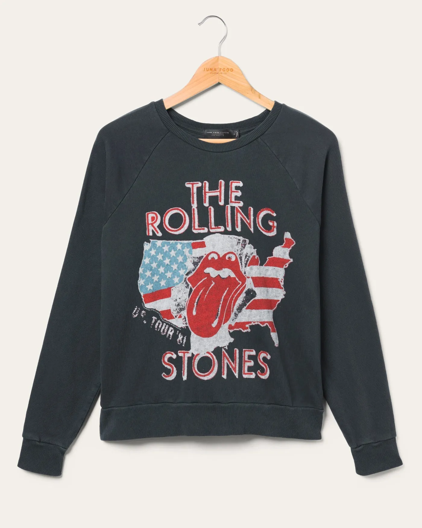 Women's The Rolling Stones US Tour '81 Fleece Raglan sold by Junk Food Clothing