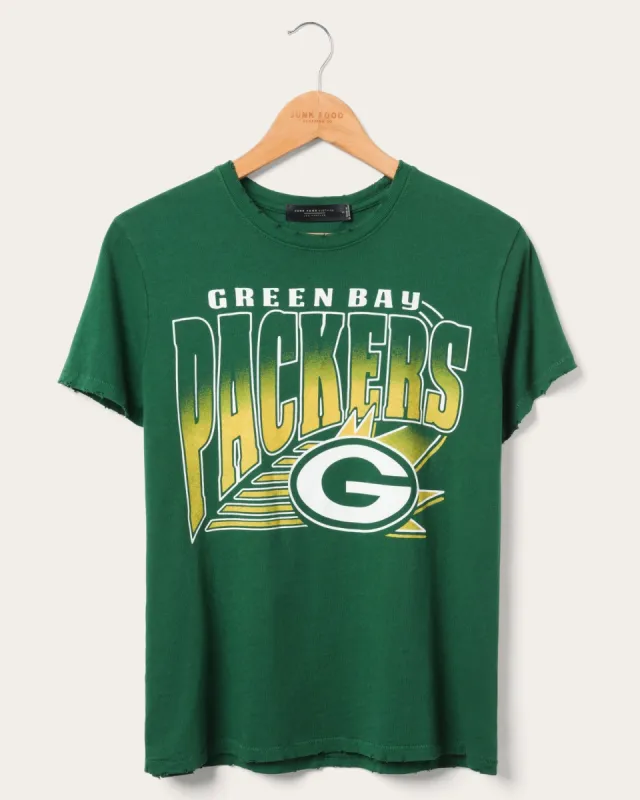 Women's Green Bay Packers Vintage Tee sold by Junk Food Clothing