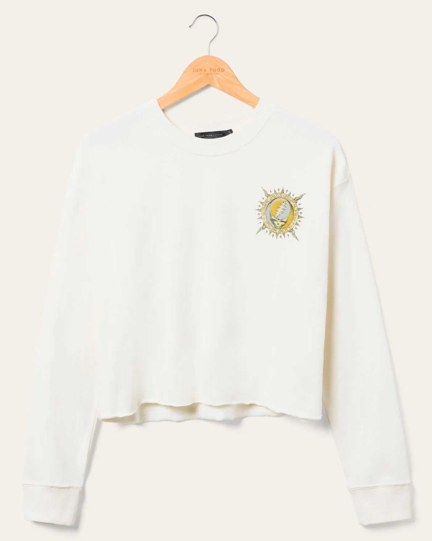Women's Grateful Dead Sun Cropped Crew Fleece sold by Junk Food Clothing