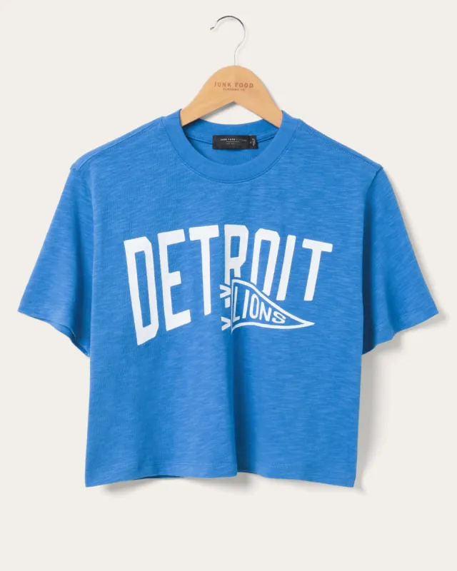 Women's Detroit Lions Dual Threat Mock Neck Crop Tee sold by Junk Food Clothing