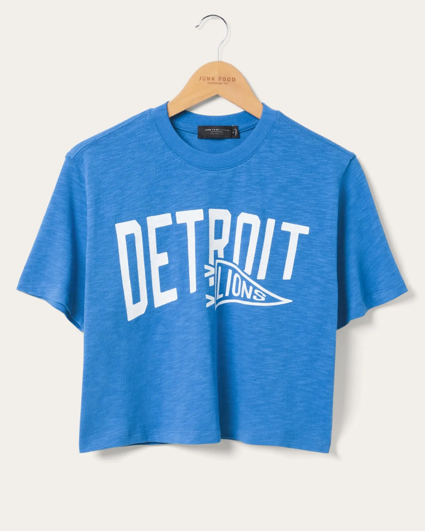 Women's Detroit Lions Dual Threat Mock Neck Crop Tee sold by Junk Food Clothing