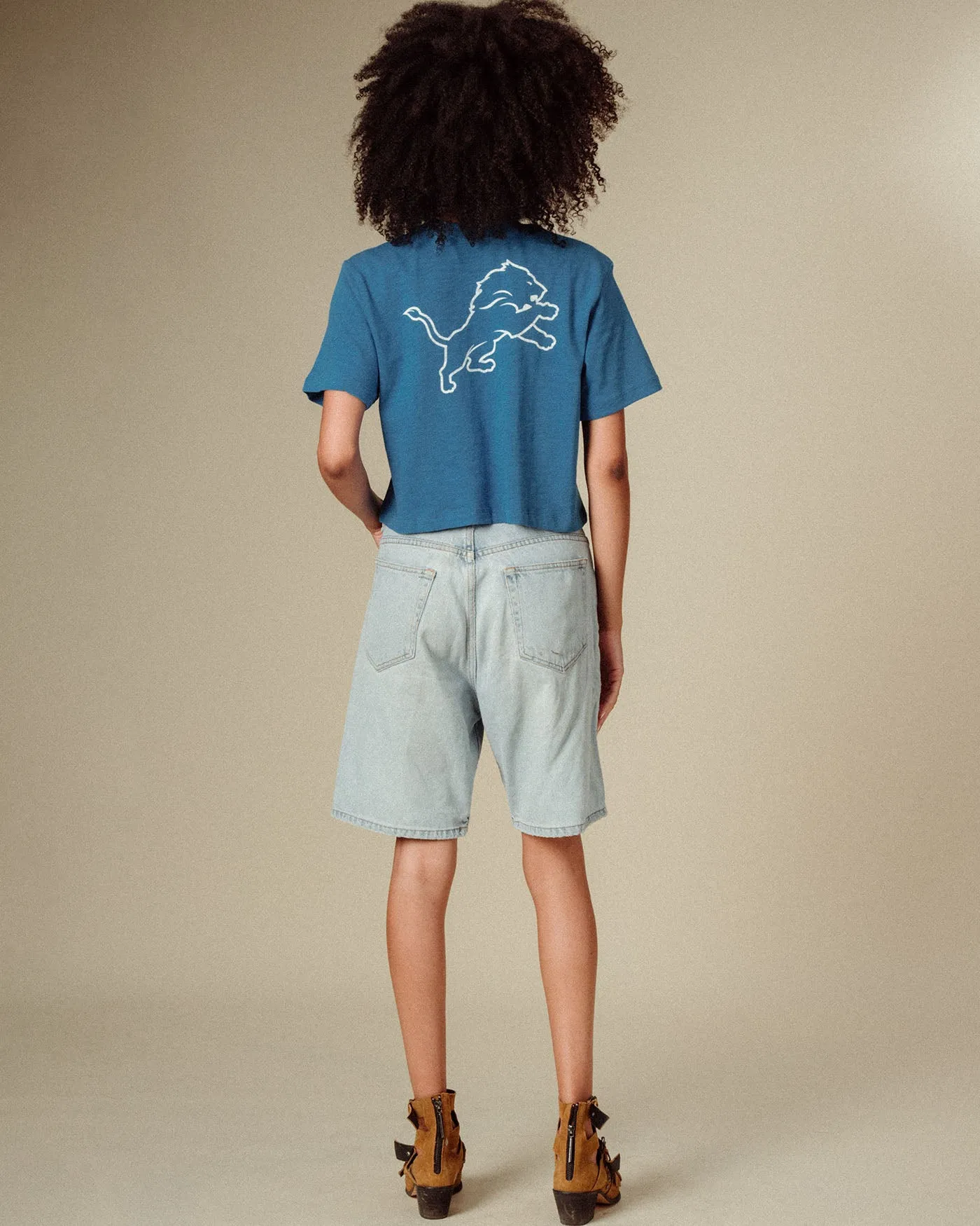 Women's Detroit Lions Dual Threat Mock Neck Crop Tee sold by Junk Food Clothing product image thumbnail 3