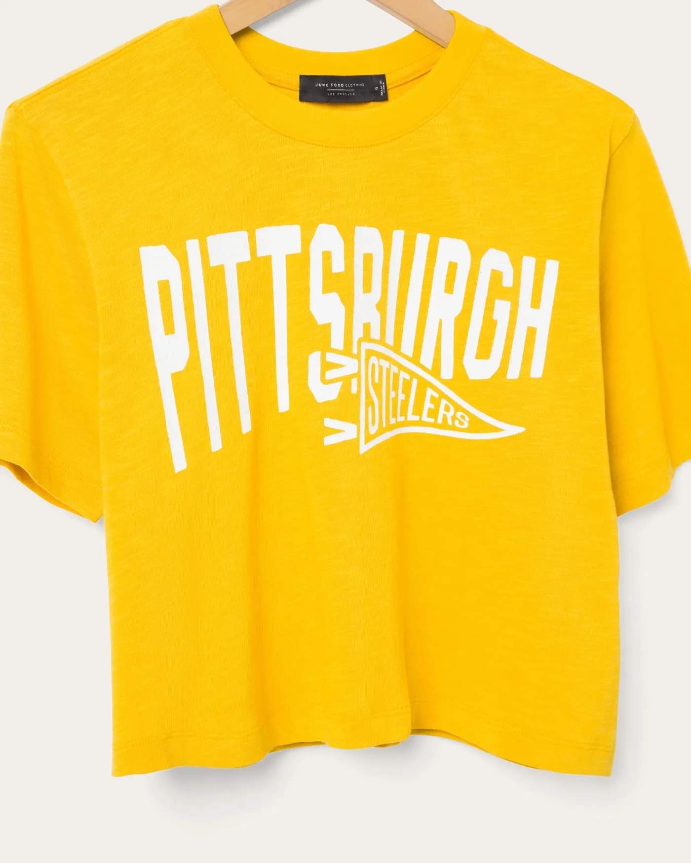 Women's Pittsburgh Steelers Dual Threat Mock Neck Crop Tee sold by Junk Food Clothing product image thumbnail 3