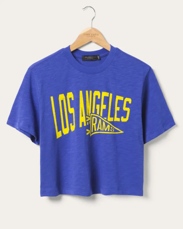 Women's Los Angeles Rams Dual Threat Mock Neck Crop Tee sold by Junk Food Clothing