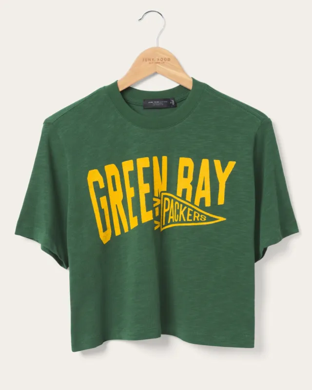 Women's Green Bay Packers Dual Threat Mock Neck Crop Tee sold by Junk Food Clothing
