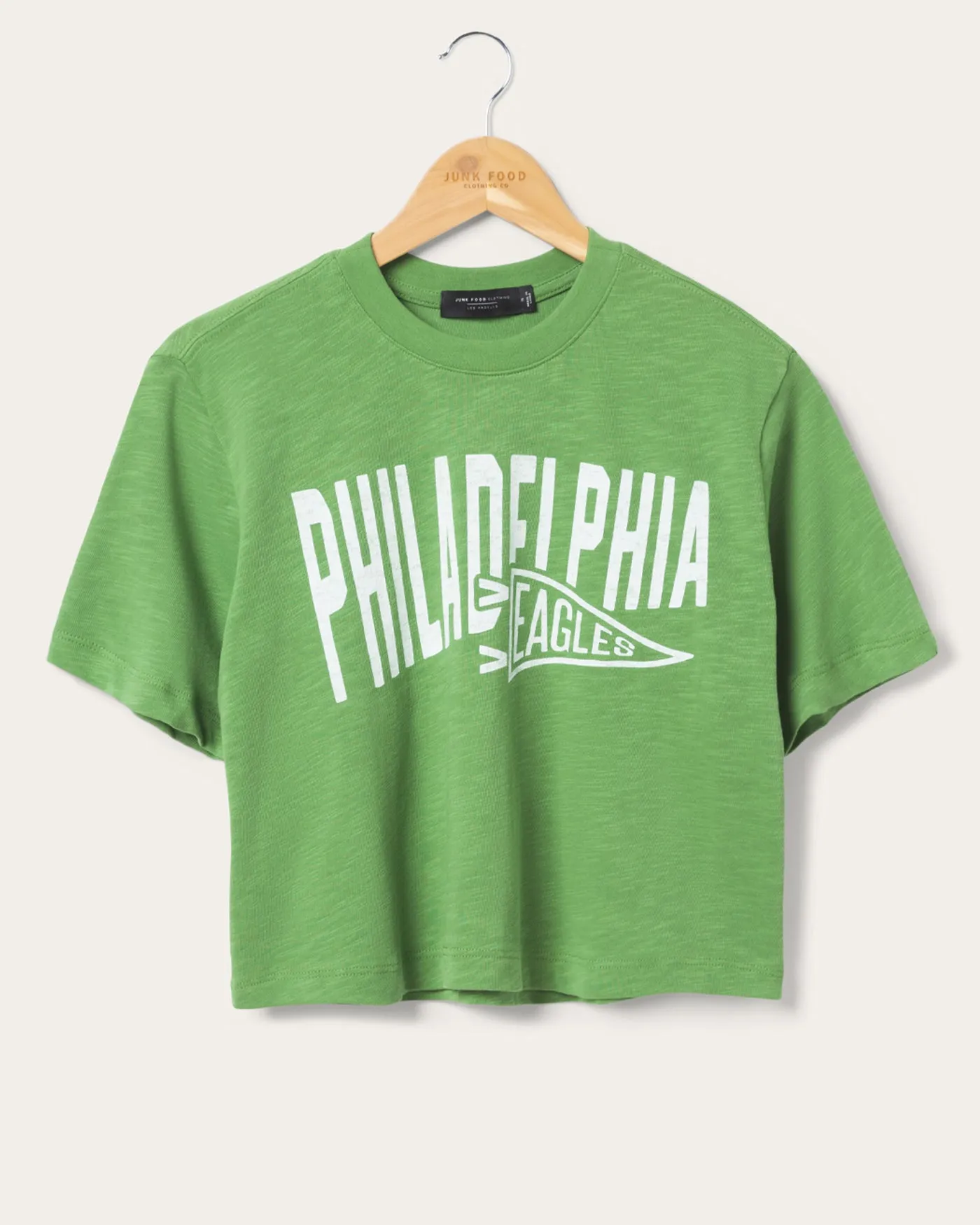 Women's Philadelphia Eagles Dual Threat Mock Neck Crop Tee sold by Junk Food Clothing