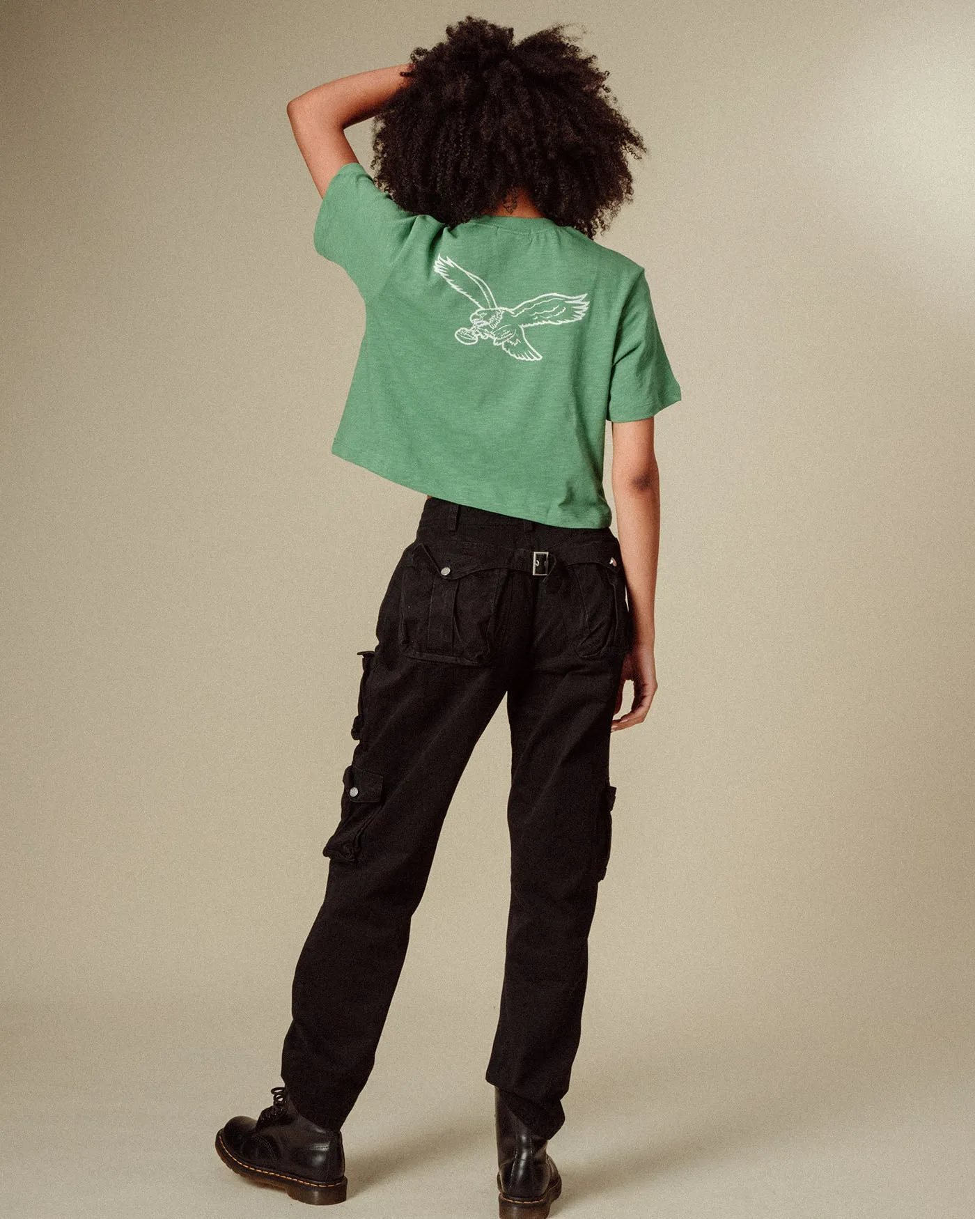 Women's Philadelphia Eagles Dual Threat Mock Neck Crop Tee sold by Junk Food Clothing product image thumbnail 3