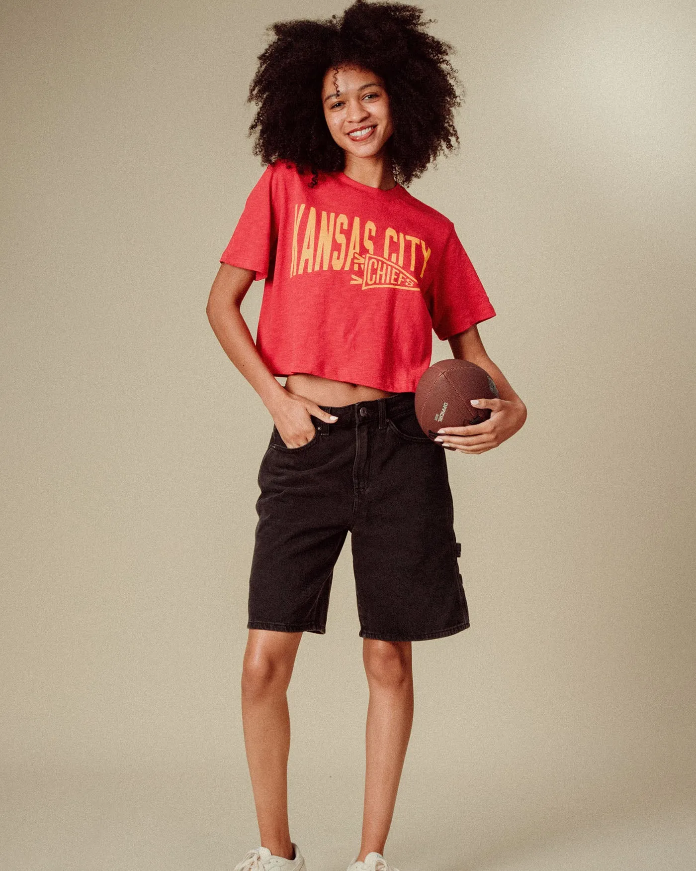 Women's Kansas City Chiefs Dual Threat Mock Neck Crop Tee sold by Junk Food Clothing product image thumbnail 2