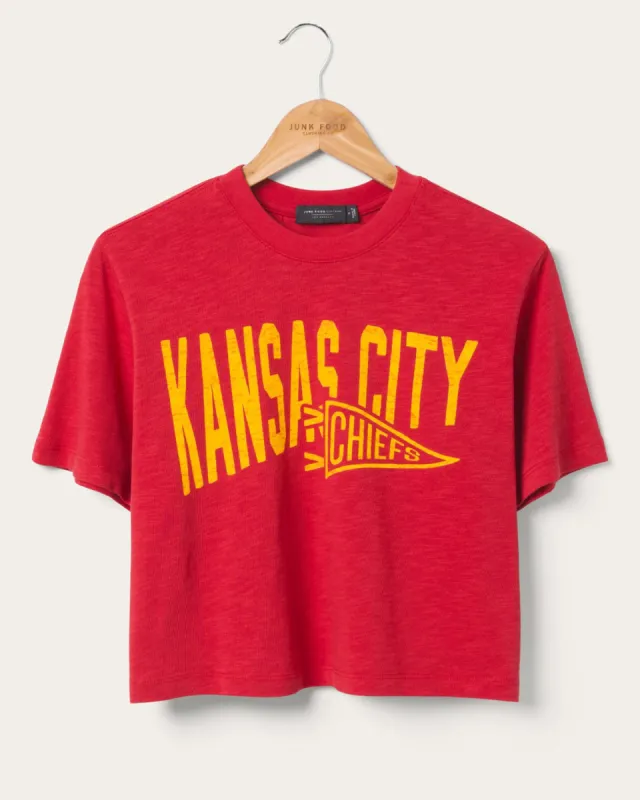 Women's Kansas City Chiefs Dual Threat Mock Neck Crop Tee sold by Junk Food Clothing