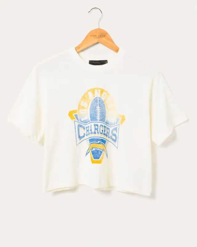 Women's Los Angeles Chargers Mock Neck Crop Tee sold by Junk Food Clothing