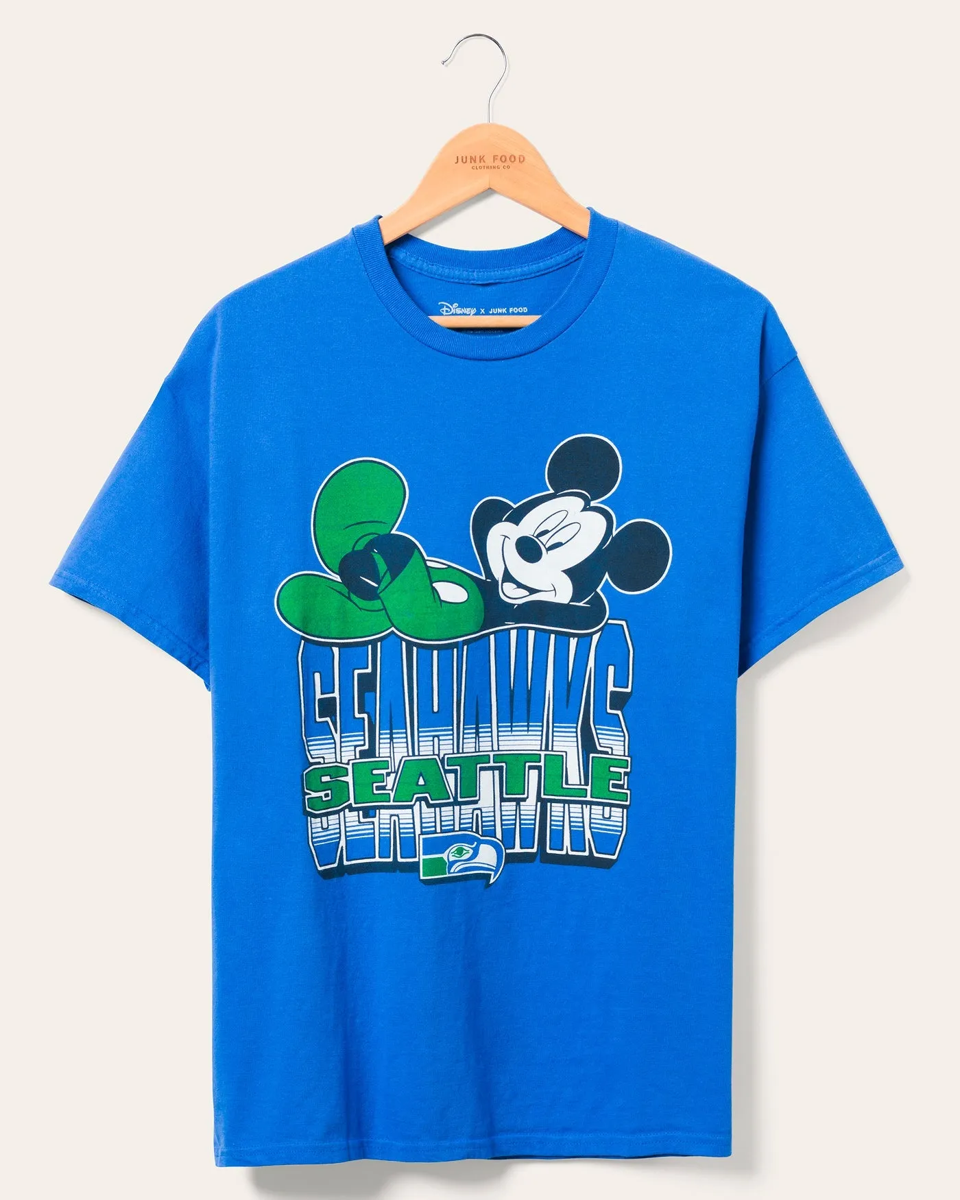 Seattle Seahawks Mickey Kick Back Tee sold by Junk Food Clothing