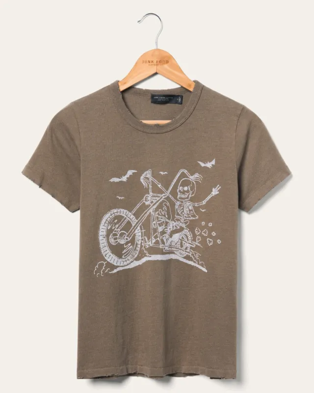 Women's Skeleton Chopper Original Tee made by Junk Food Clothing
