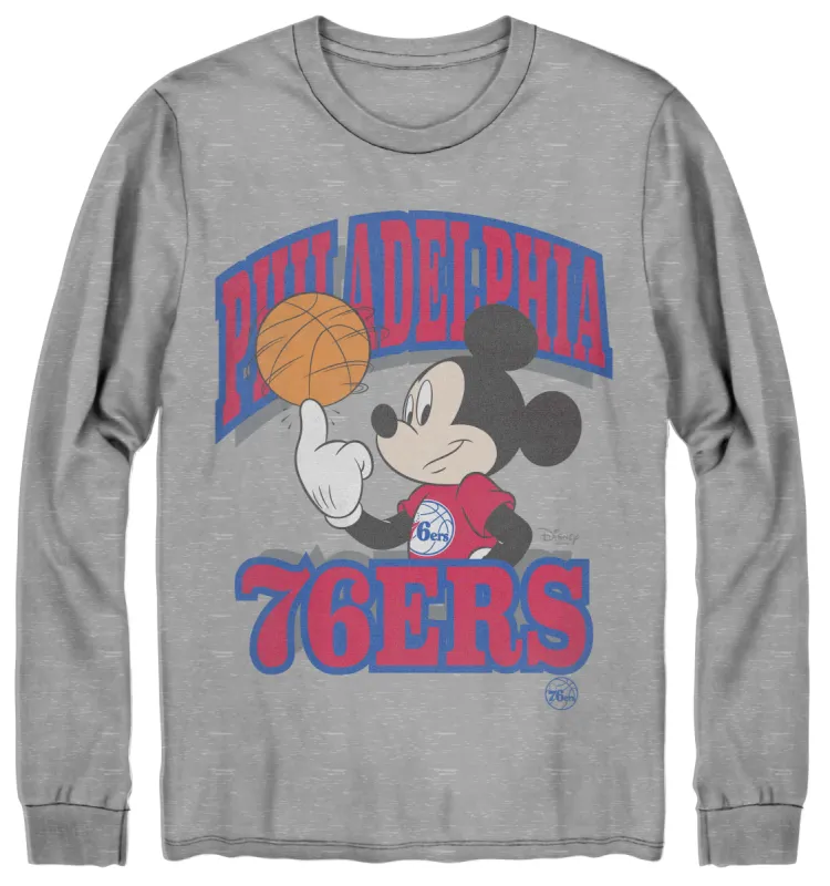 UNISEX 76ERS MICKEY TEAM SPIRIT LONG SLEEVE TEE sold by Junk Food Clothing