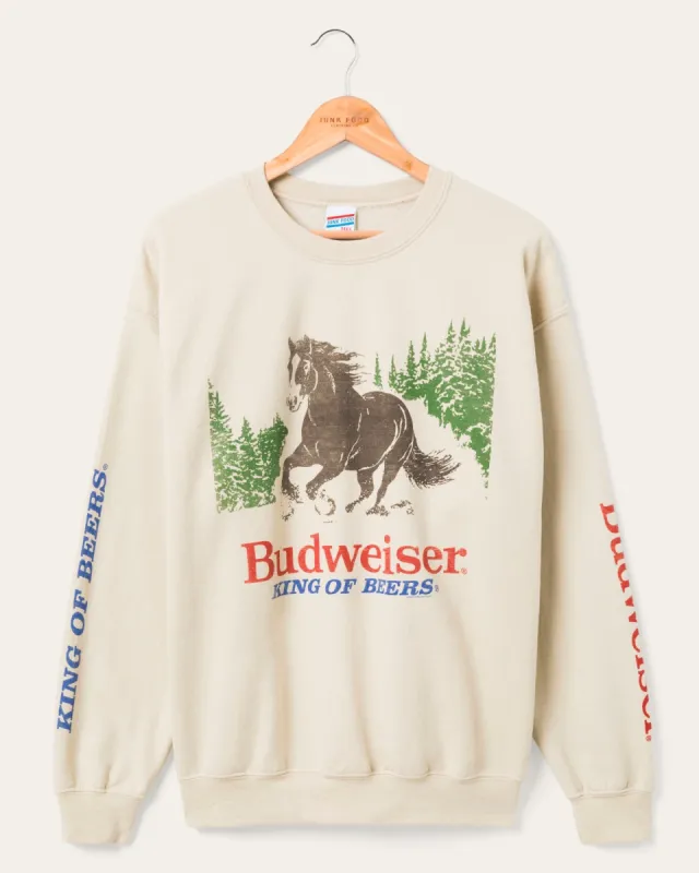 Budweiser Clydesdale King Of Beers Flea Market Fleece sold by Junk Food Clothing