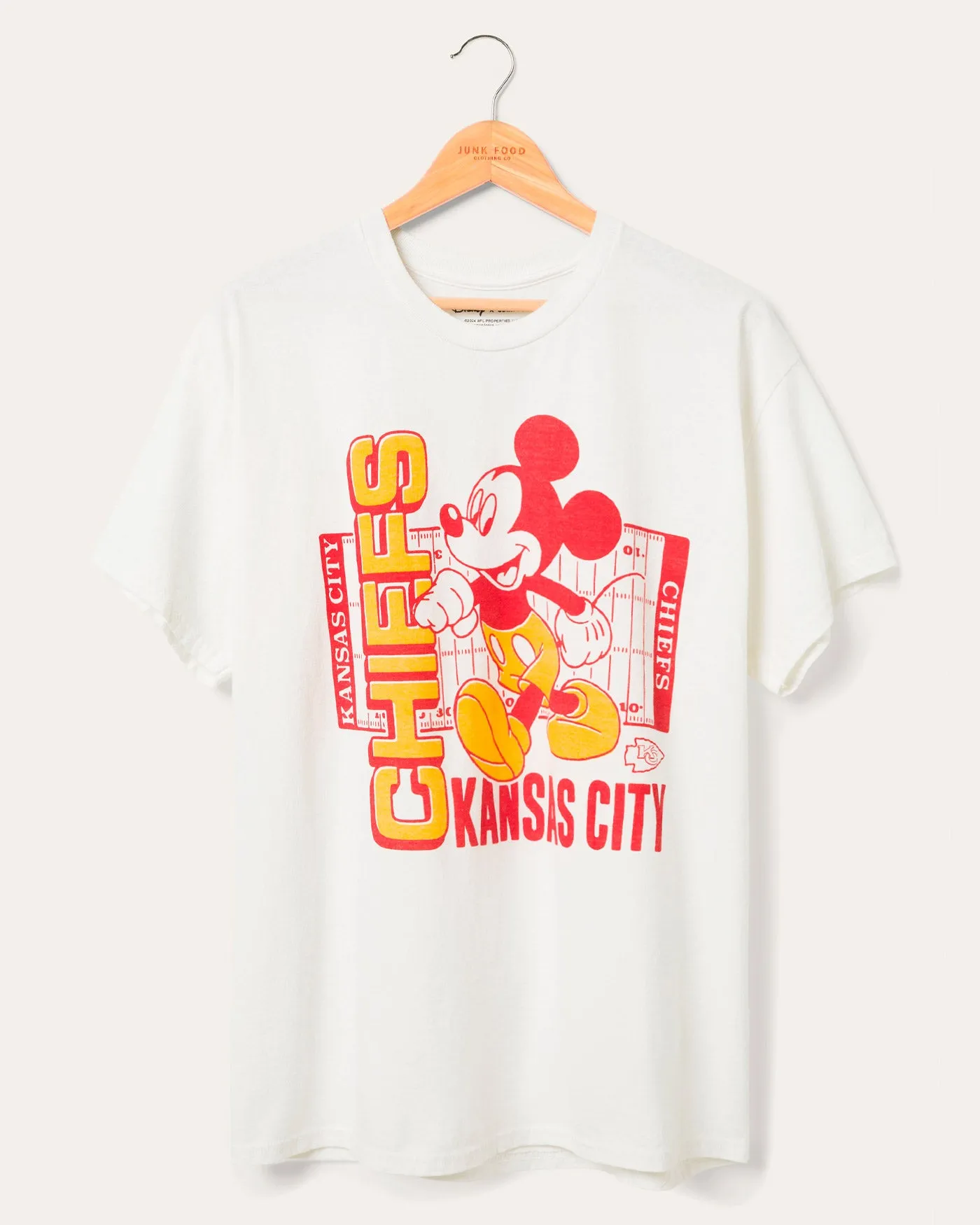 Kansas City Chiefs Mickey Field Tee sold by Junk Food Clothing