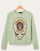 Women's Grateful Dead Skull Raglan Crew Fleece sold by Junk Food Clothing