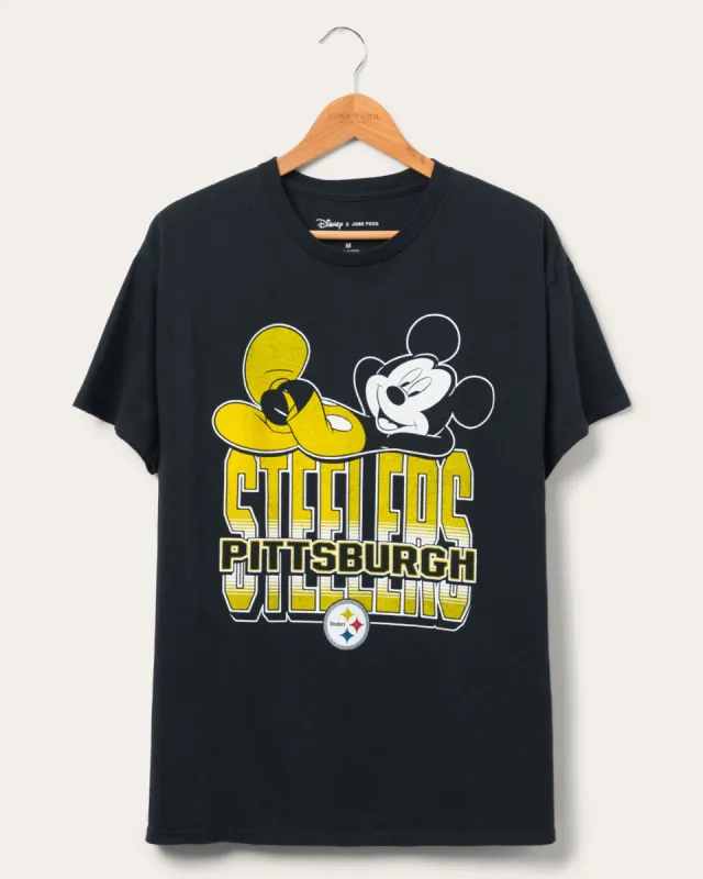 Pittsburgh Steelers Mickey Kick Back Tee sold by Junk Food Clothing