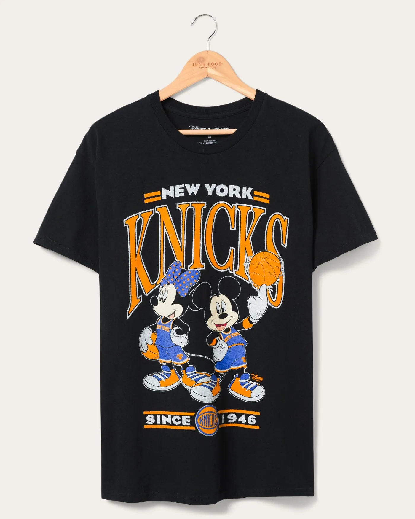 Knicks Mickey Minnie Duo Tee sold by Junk Food Clothing