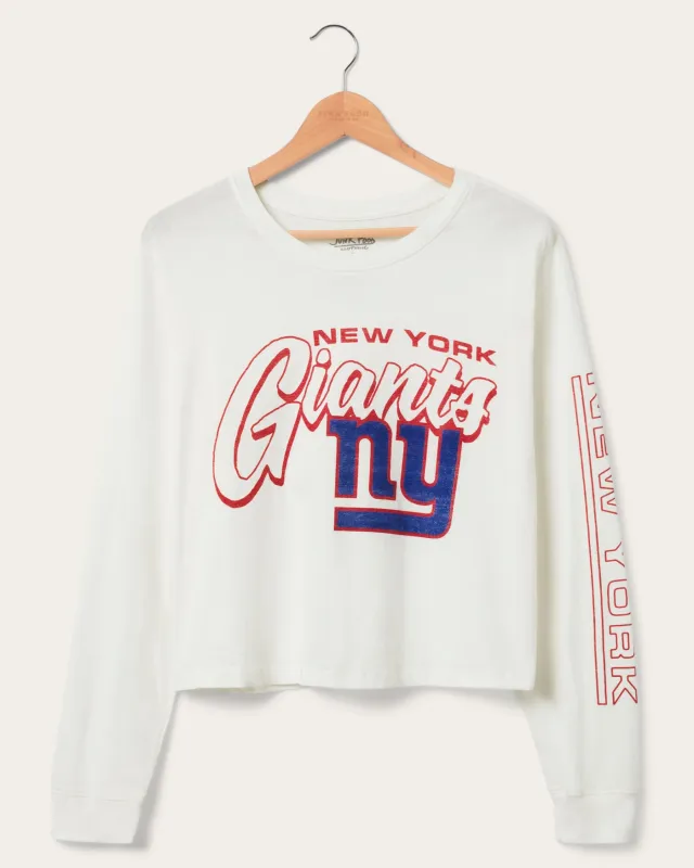 Women's New York Giants Touchdown Long Sleeve Crop Tee sold by Junk Food Clothing