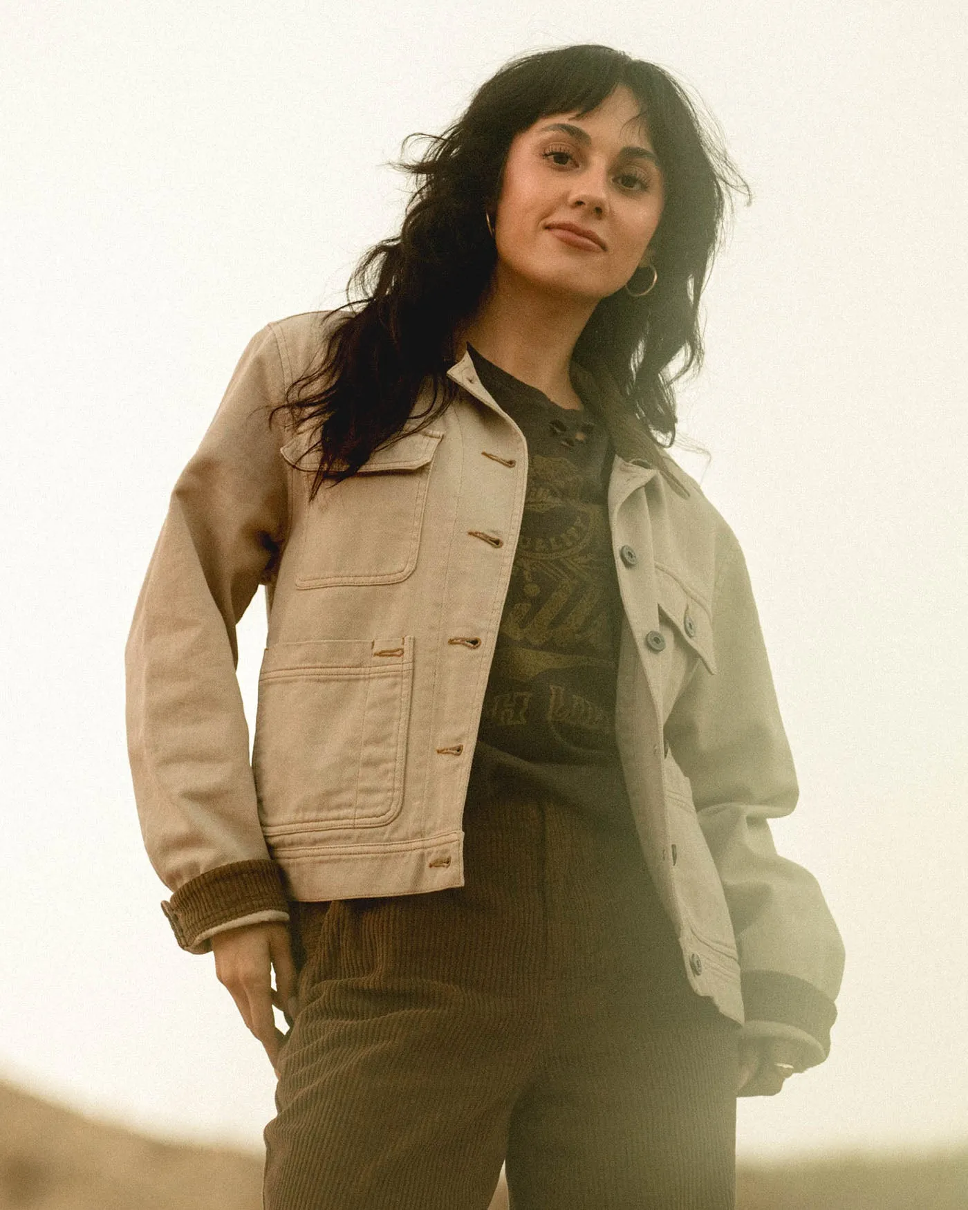 Women's Denim Corded Collar Chore Jacket sold by Junk Food Clothing product image thumbnail 2