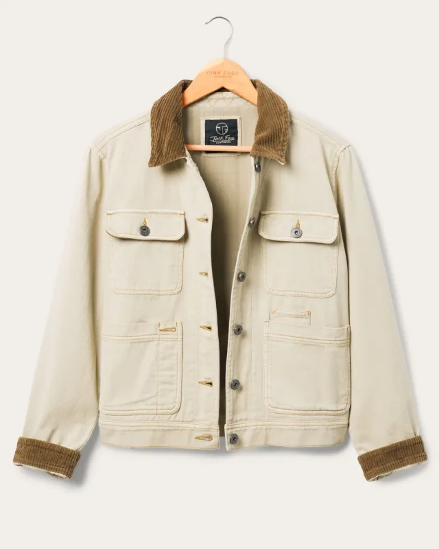 Women's Denim Corded Collar Chore Jacket sold by Junk Food Clothing