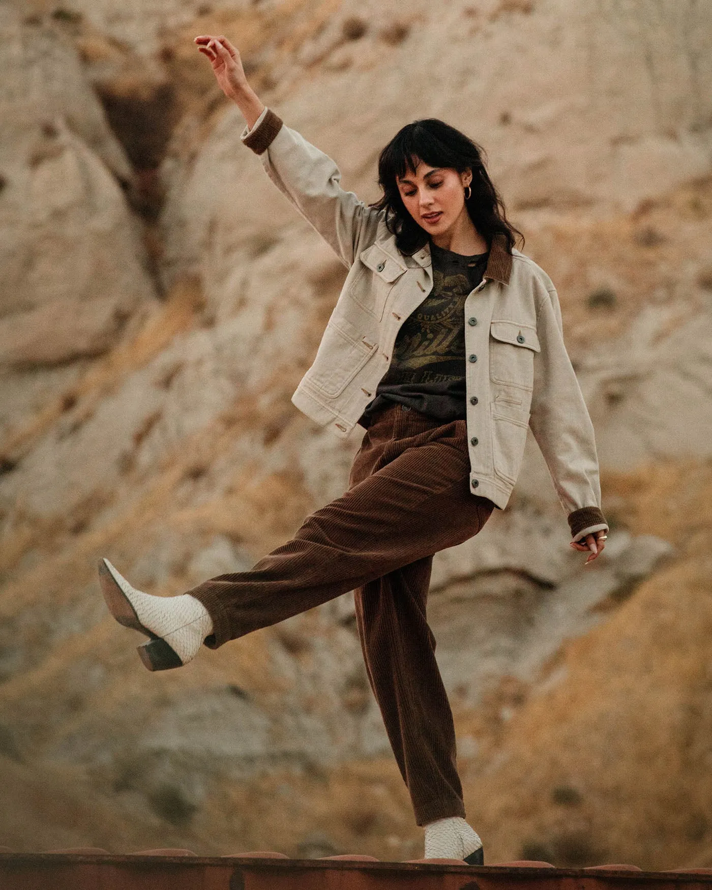 Women's Denim Corded Collar Chore Jacket sold by Junk Food Clothing product image thumbnail 3