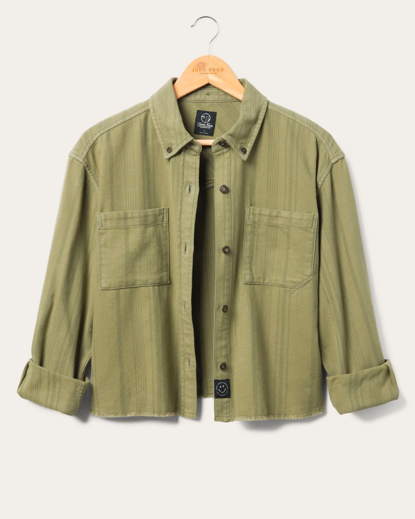 Women's Tonal Stripe Flannel Crop Shirt sold by Junk Food Clothing