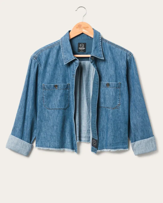 Women's Hemp Denim Crop Shirt sold by Junk Food Clothing