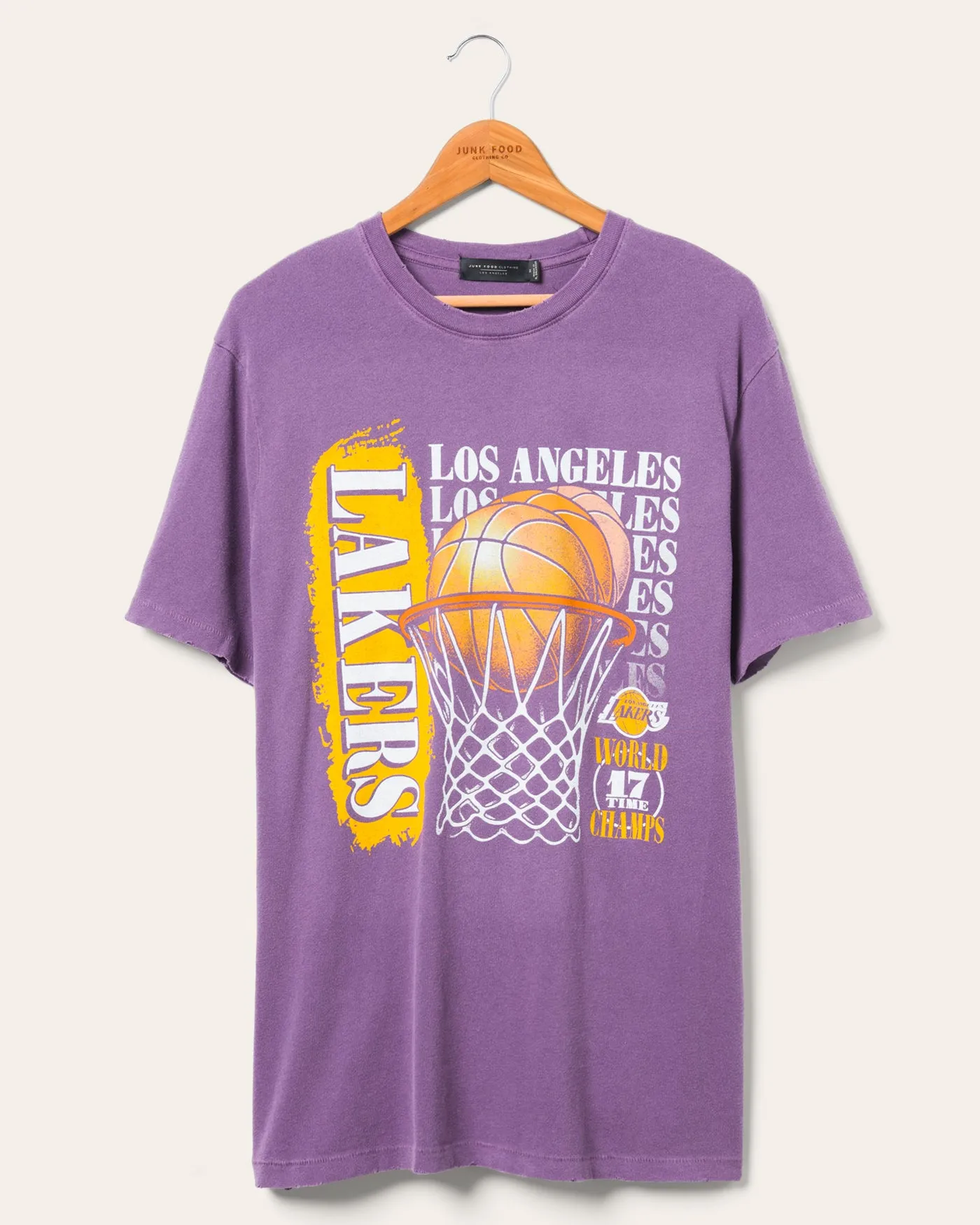 Los Angeles Lakers 17X Champs Vintage Tee sold by Junk Food Clothing