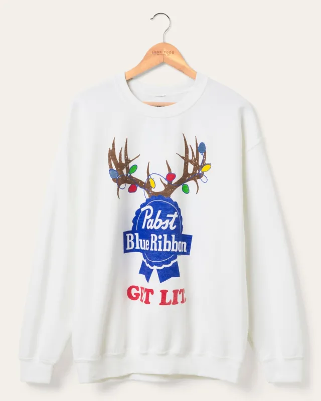 Pabst Holiday Lights Flea Market Fleece sold by Junk Food Clothing