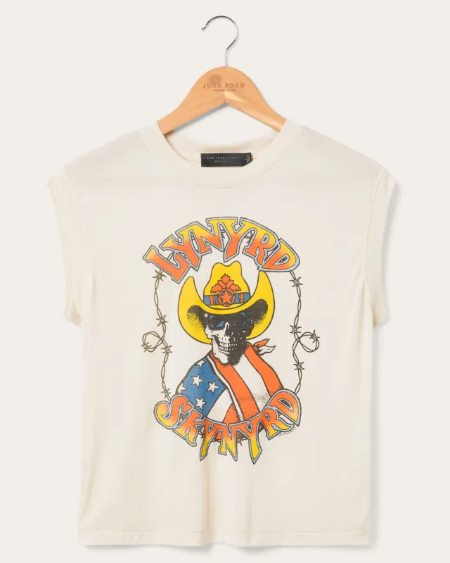 Women's Lynyrd Skynyrd Skull Cowboy Vintage Tissue Tank sold by Junk Food Clothing