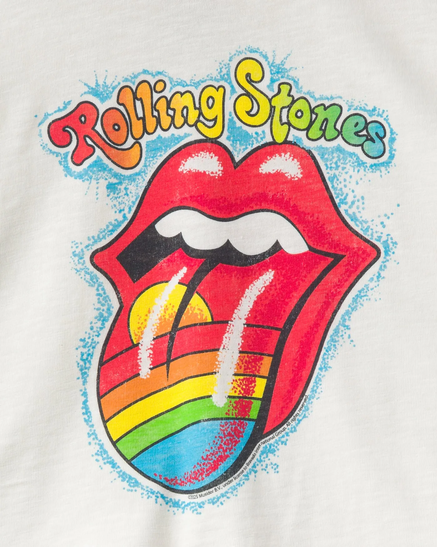 Women's The Rolling Stones Rainbow Hot Lips Mock Neck Crop Tee sold by Junk Food Clothing product image thumbnail 3