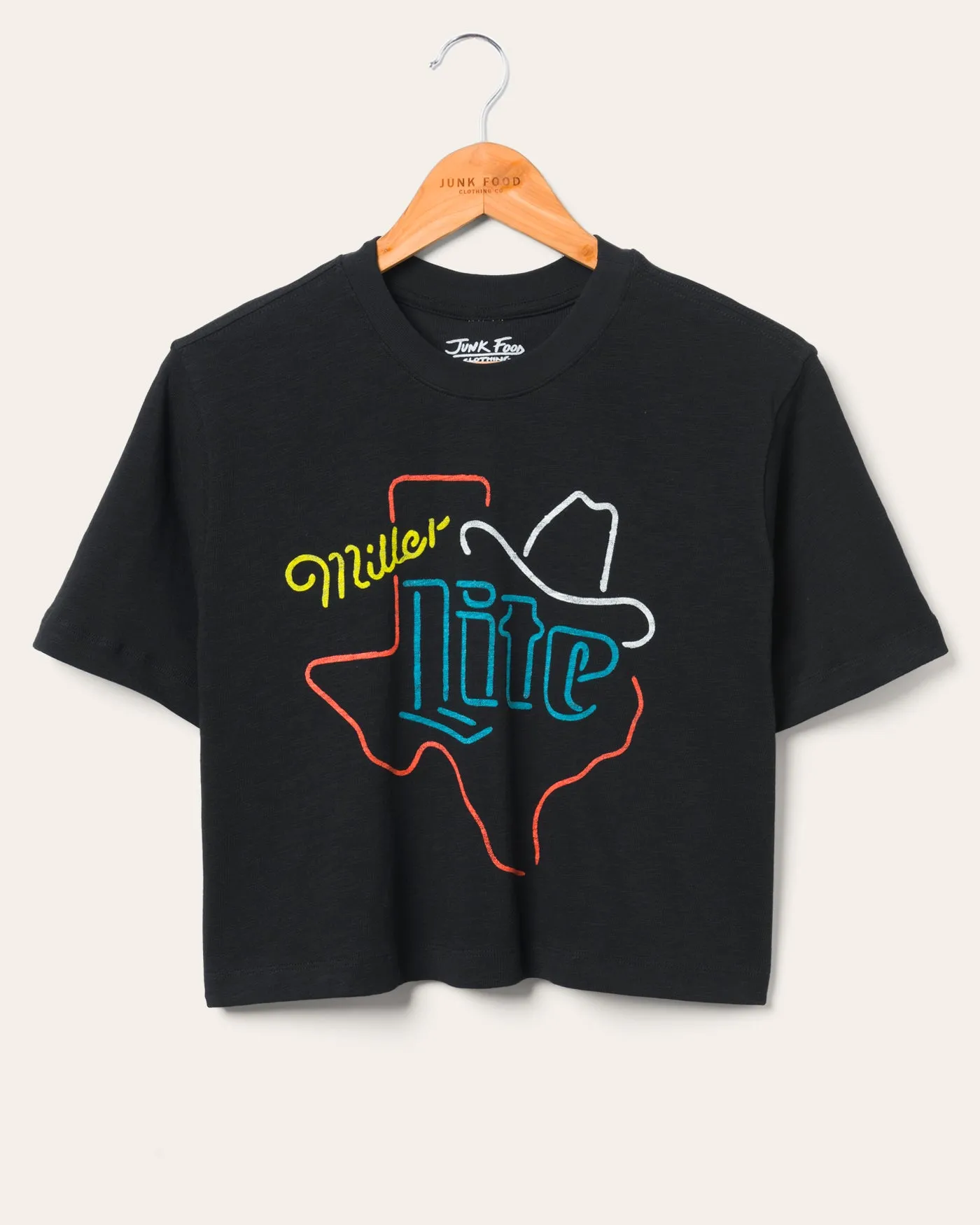 Women's Miller Lite Texas Mock Neck Crop Tee sold by Junk Food Clothing