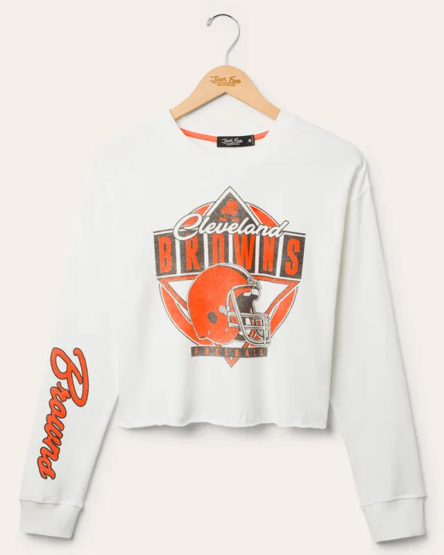 Women's Cleveland Browns Helmet Crop Fleece sold by Junk Food Clothing