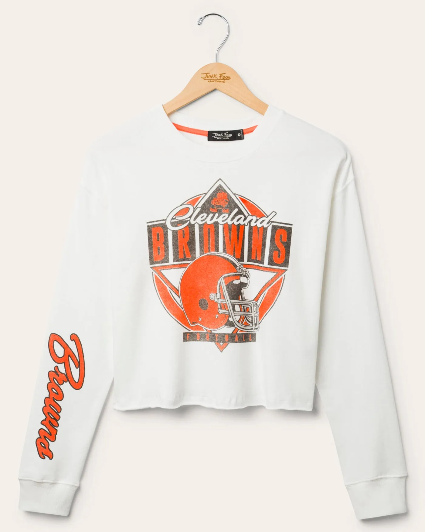 Women's Cleveland Browns Helmet Crop Fleece sold by Junk Food Clothing
