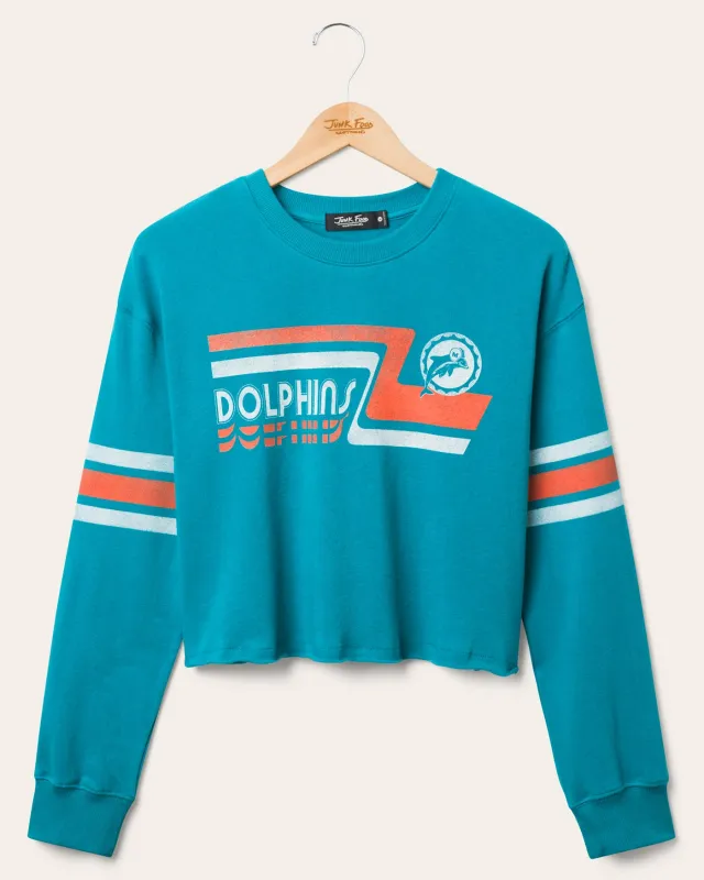 Women's Miami Dolphins Retro Crop Fleece sold by Junk Food Clothing