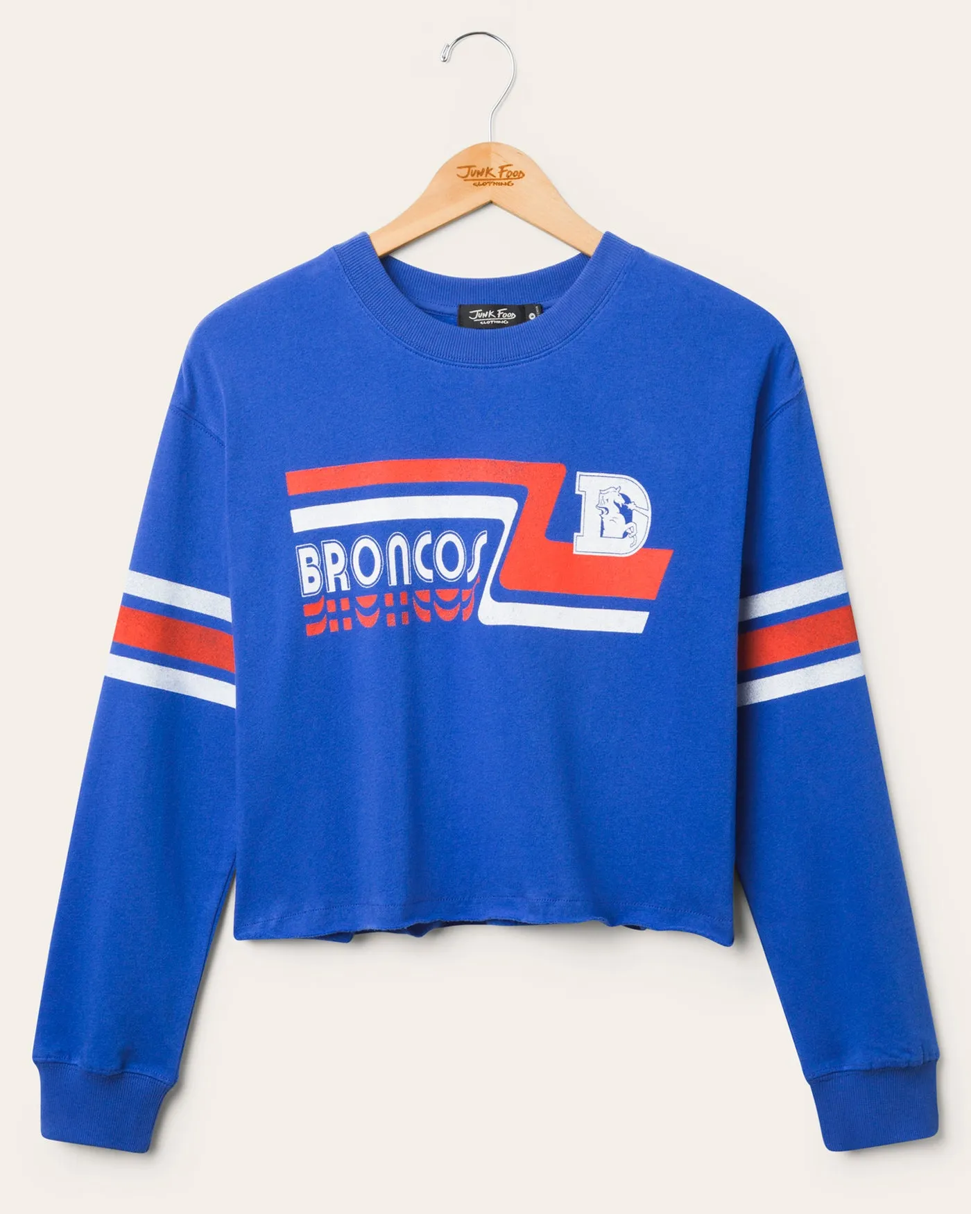 Women's Denver Broncos Retro Crop Fleece sold by Junk Food Clothing