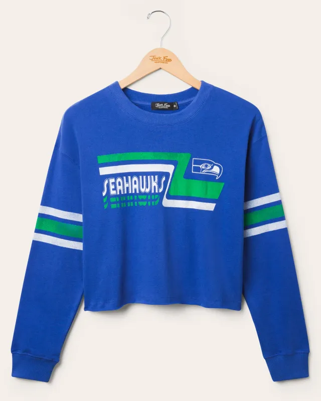 Women's Seatle Seahawks Retro Crop Fleece sold by Junk Food Clothing